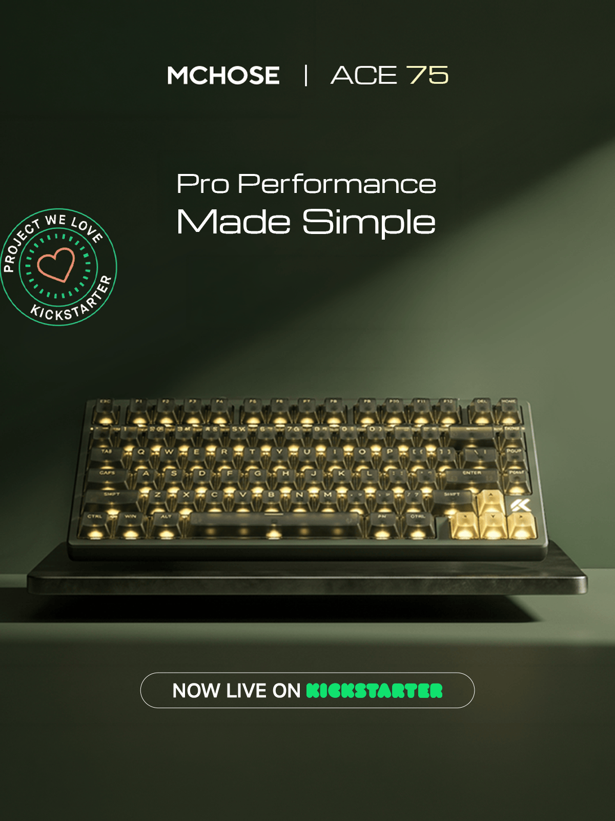 MCHOSE ACE 75 Hall Effect Keyboard now live on Kickstarter