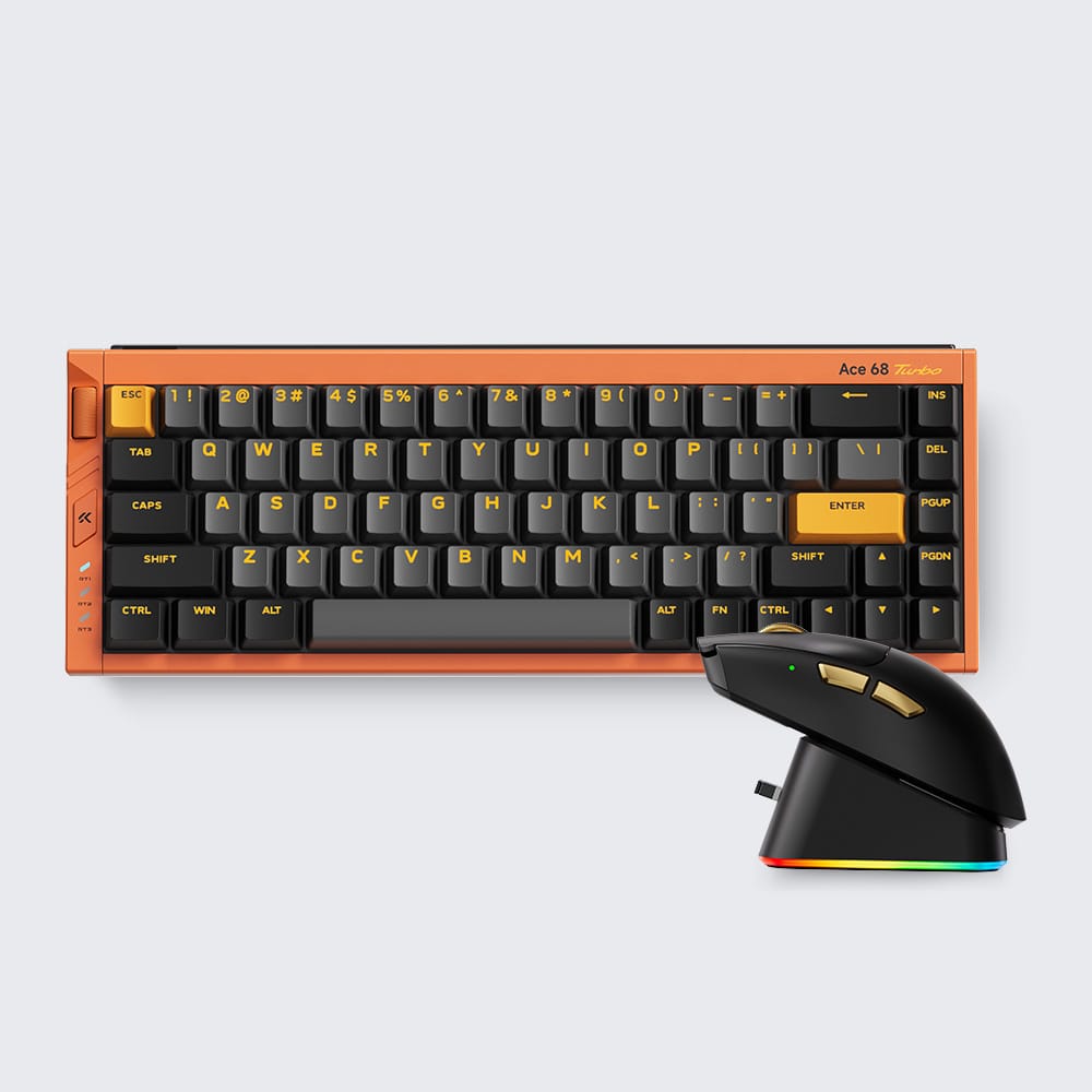 MCHOSE Official Galaxy Orange / Black Gold MCHOSE Ace 68 Turbo Mount Tai Magnetic Switch GT + K7 V2 Ultra+ Gaming Combo