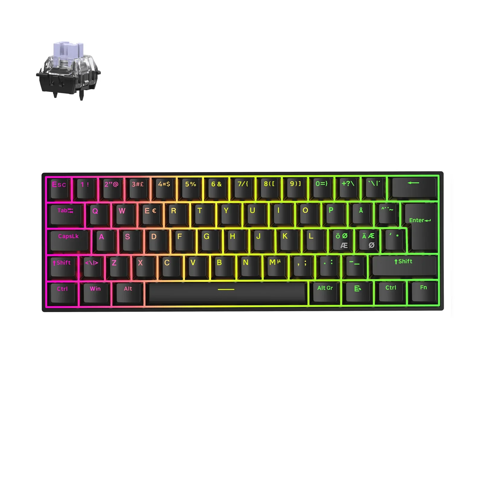 MCHOSE Official Keyboard Ace 60 Pro Nordic-ISO / Black / KTEK Magnetic Switch Max MCHOSE Ace 60 Hall Effect Magnetic Switch Gaming Keyboard