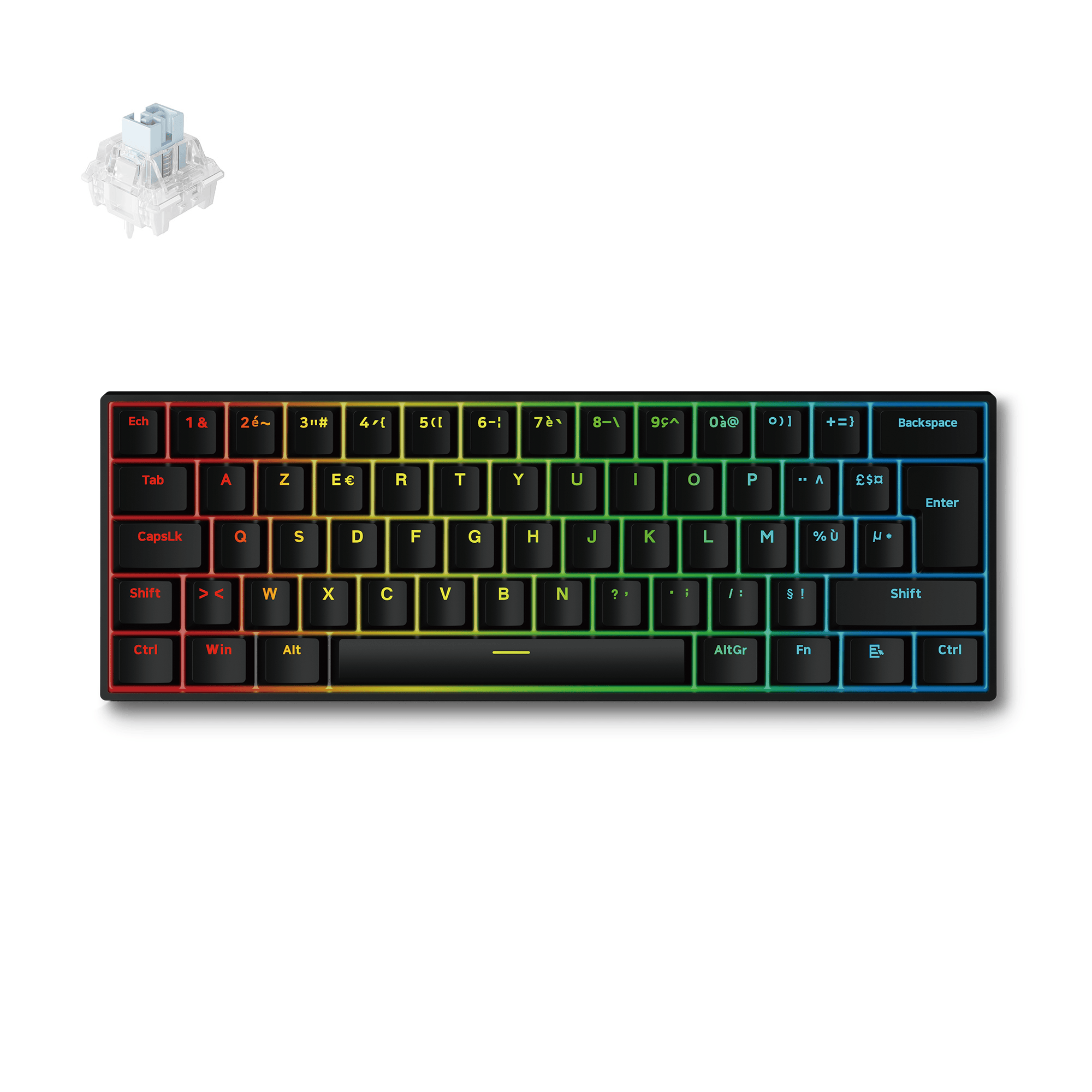 MCHOSE Official Keyboard Ace60 Pro ISO-French / Black / Ice Blue Magnetic Switch MCHOSE Ace 60 Pro Hall Effect Magnetic Switch Gaming Keyboard