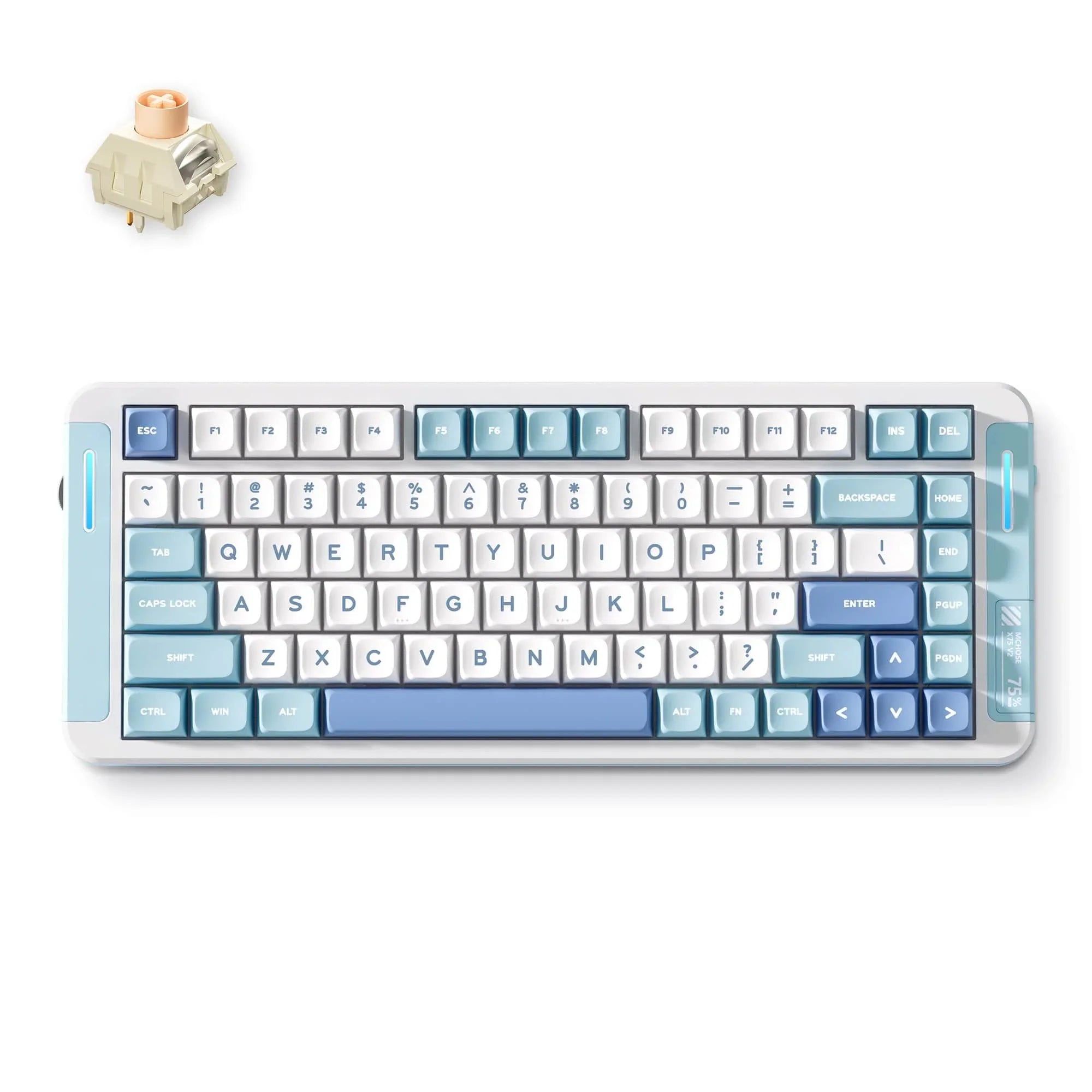 MCHOSE Official Keyboard Blue / Icy Creamsicle Switch MCHOSE X75 V2 Custom Mechanical Keyboard for Office & Gaming