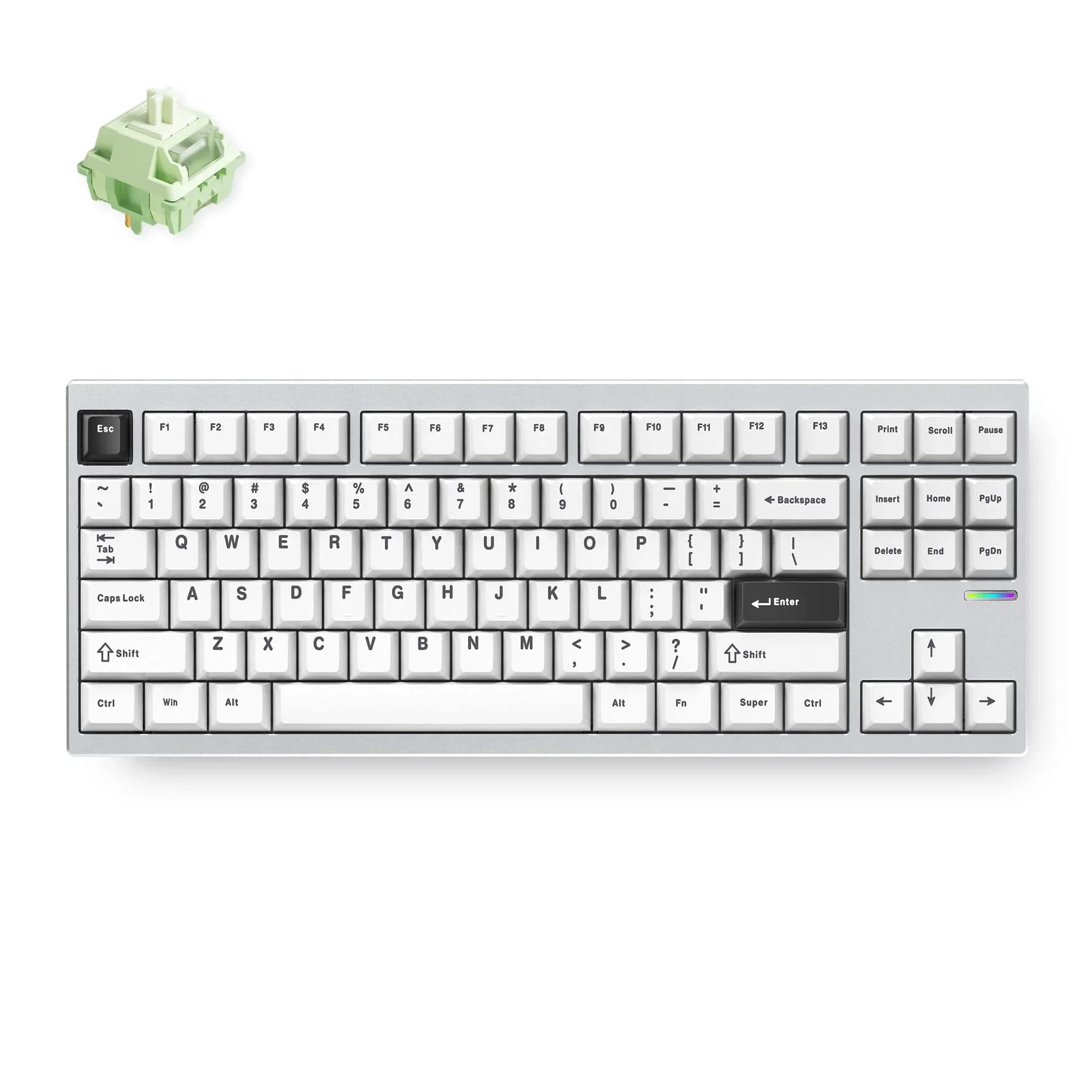 MCHOSE Official Keyboard Max: Silver Anodic Oxidation MCHOSE GX87 Aluminum Custom Mechanical Keyboard