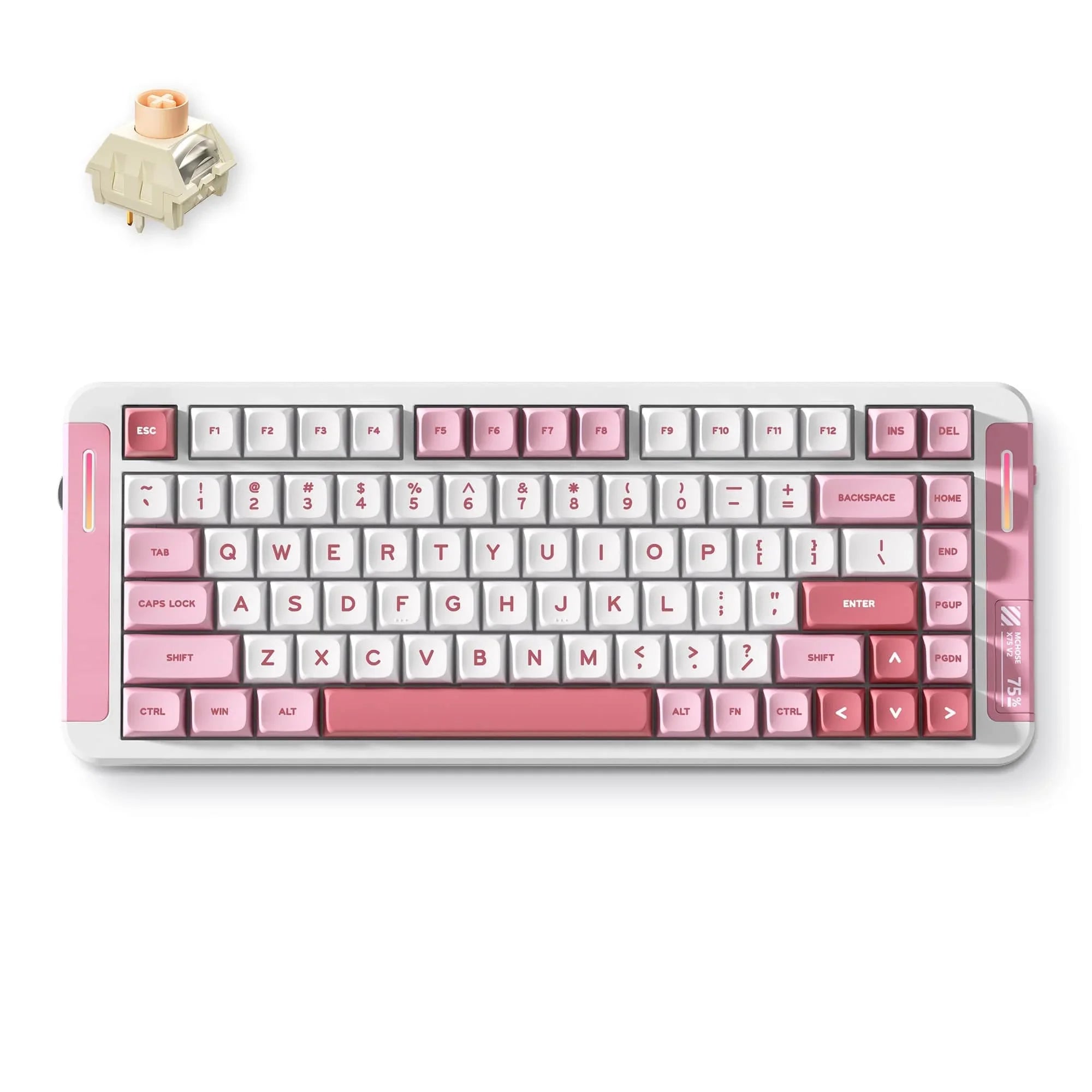 MCHOSE Official Keyboard Pink / Icy Creamsicle Switch MCHOSE X75 V2 Custom Mechanical Keyboard for Office & Gaming