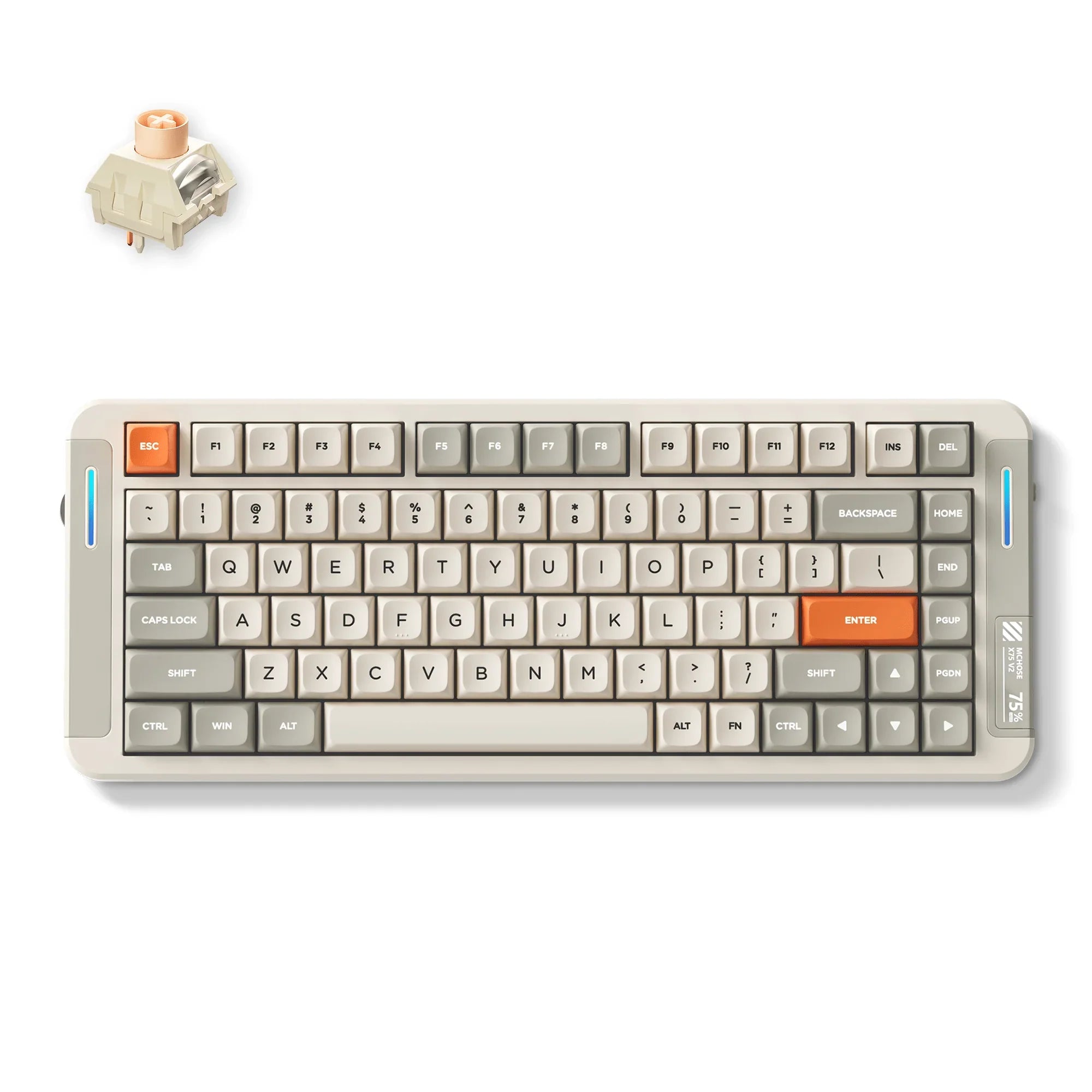 MCHOSE Official Keyboard Retro White / Icy Creamsicle Switch MCHOSE X75 V2 Custom Mechanical Keyboard for Office & Gaming