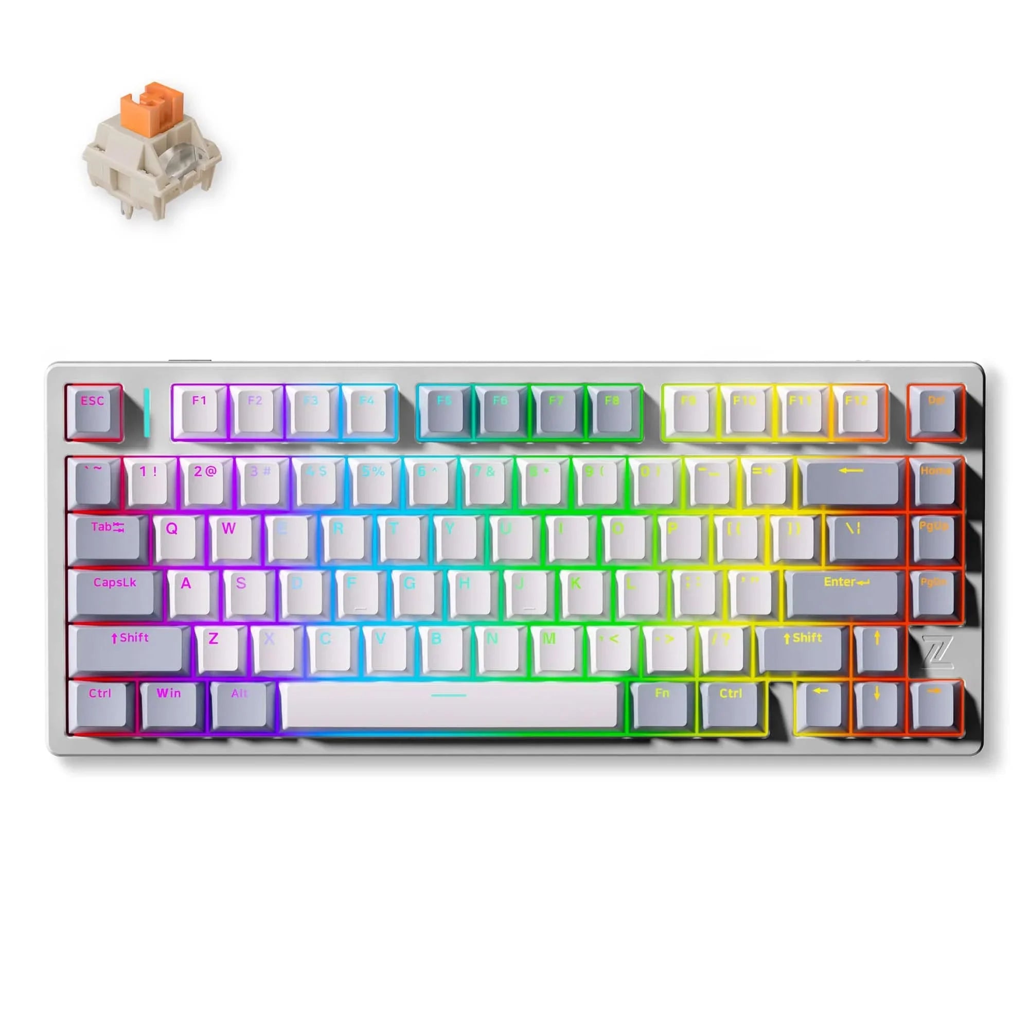 MCHOSE Official Keyboard Silver / Flame Orange Switch MCHOSE Z75 Metal Top Cover Mechanical Gaming Keyboard