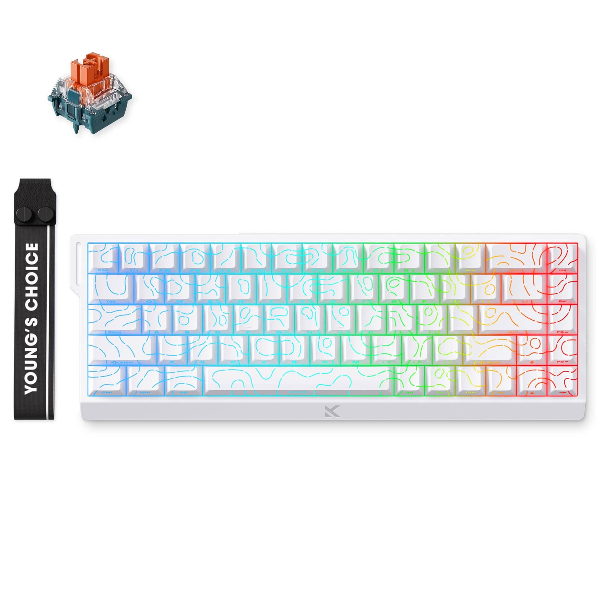 MCHOSE Official Keyboard White Topographic / TTC Uranus Magnetic Switch eSports MCHOSE Ace 68 Hall Effect Magnetic Switch Gaming Keyboard