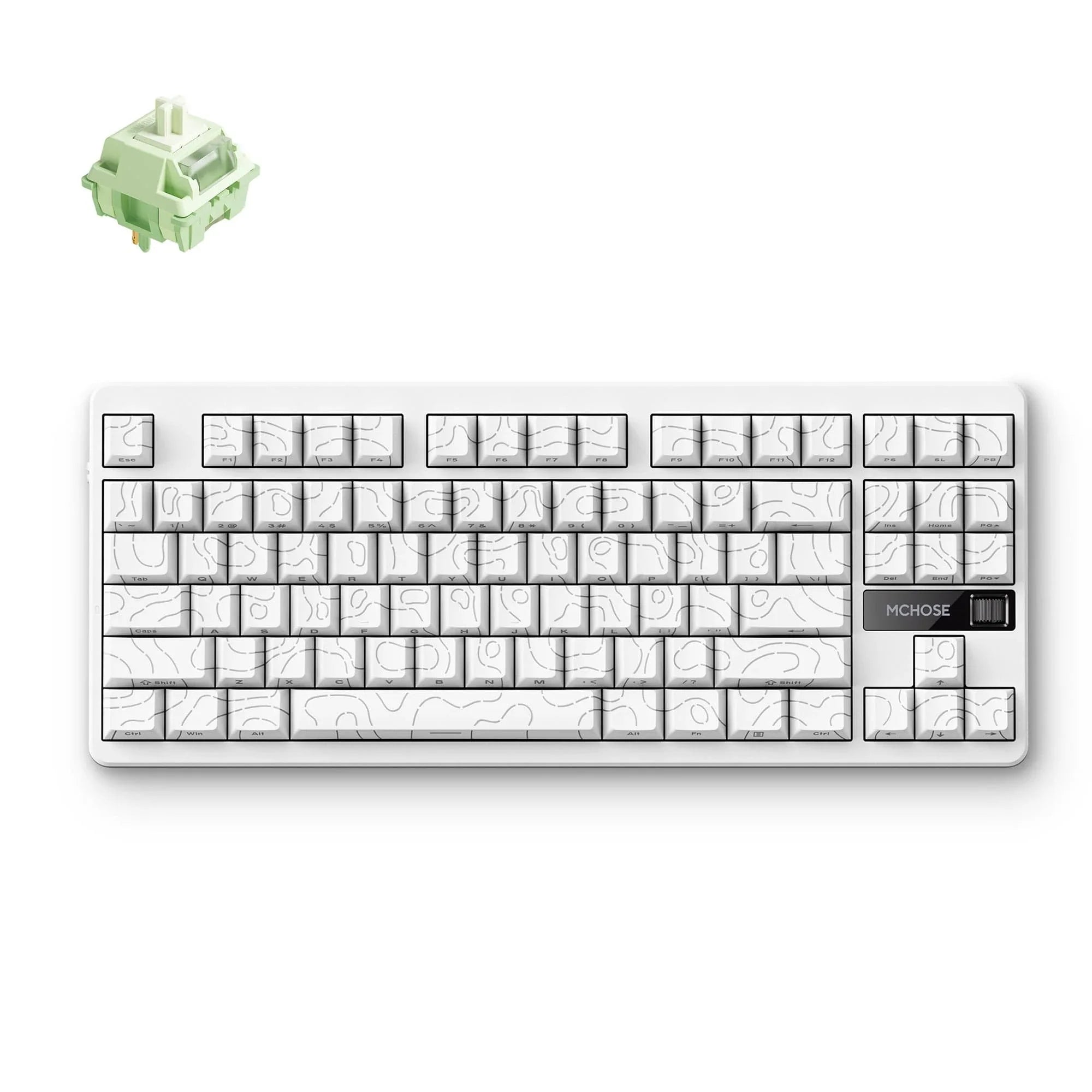 MCHOSE Official Keyboards White Topographic / Matcha Latte Switch V2 MCHOSE G87 Wireless Gasket Mount Custom Mechanical Keyboard