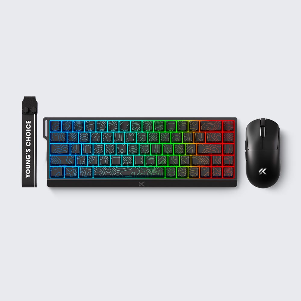 MCHOSE Official MCHOSE Ace 68 Black Topographic TTC Dragon Lord Magnetic Switch + A7 V2 Ultra Black Gaming Combo