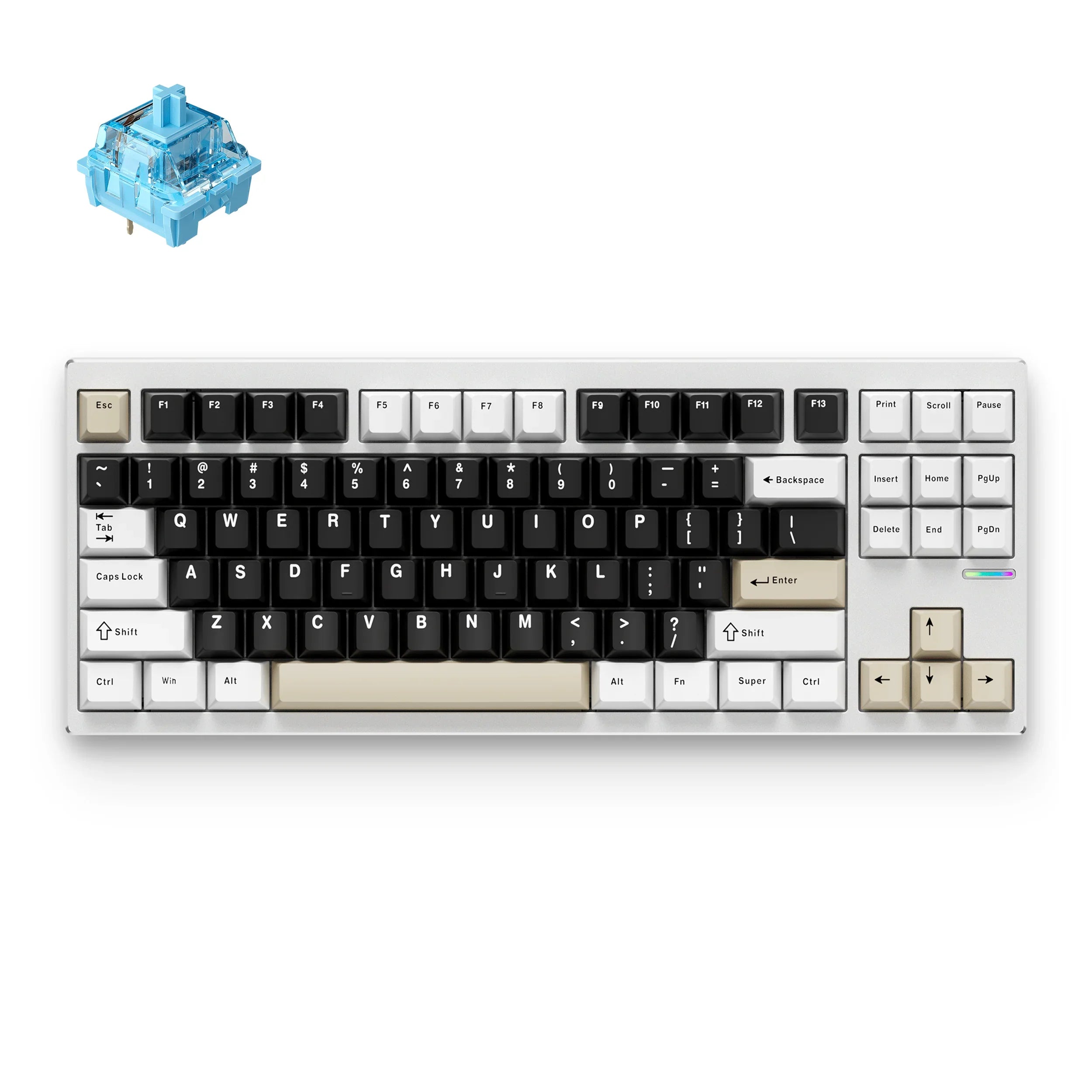 MCHOSE Official Milky Brown / Mist Blue Switch MCHOSE GX87S Aluminum Custom Mechanical Keyboard