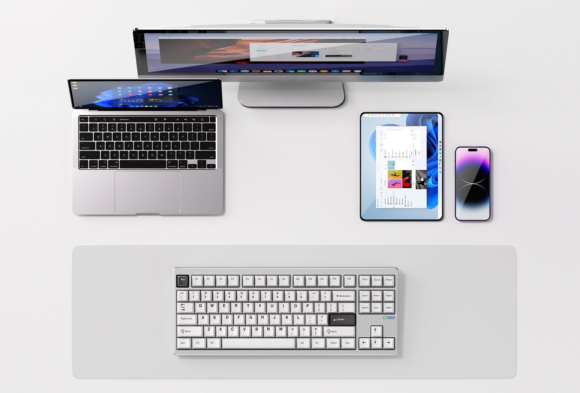 MCHOSE GX87 tri-mode connectivity - USB wired, Bluetooth, and 2.4GHz wireless with 1000Hz polling