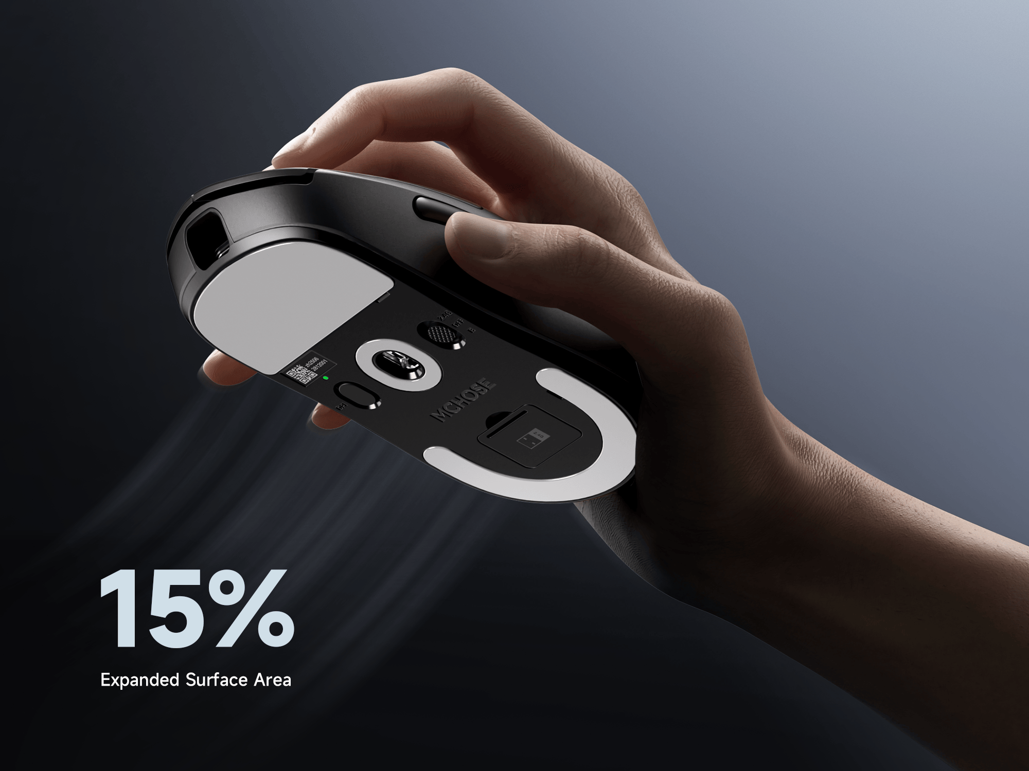 A5_V3_mouse_bottom_view_with_oversized_pure_PTFE_feet_for_smooth_stable_and_precise_gliding