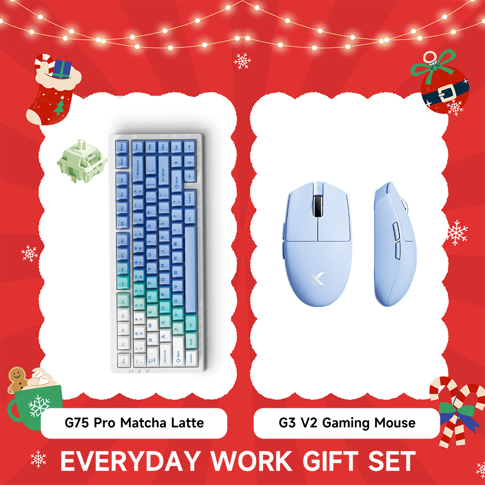 MCHOSE Official Arctic Snow / Blue G75 Pro Matcha Latte Switch Keyboard & G3 V2 Gaming Mouse
