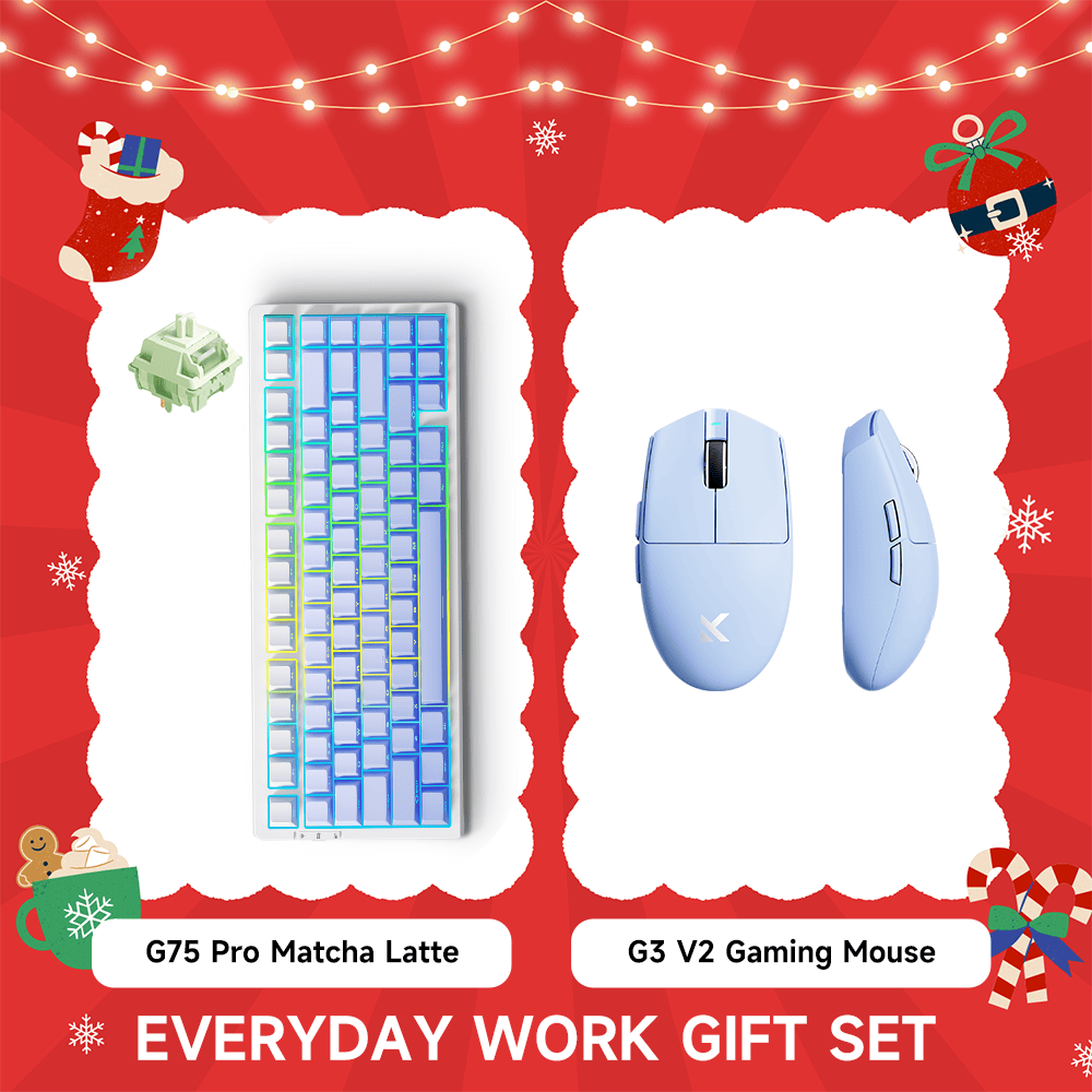 MCHOSE Official Glacier Gradient / Blue G75 Pro Matcha Latte Switch Keyboard & G3 V2 Gaming Mouse