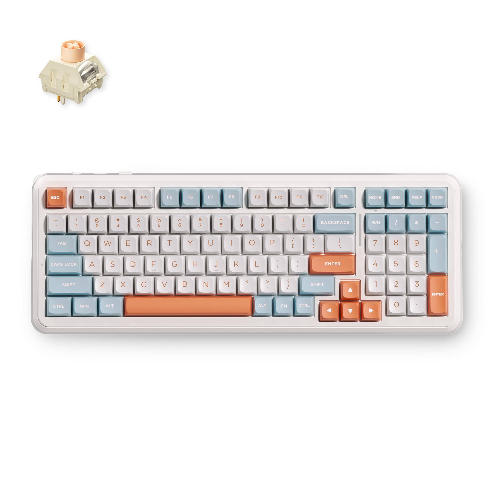MCHOSE Official Horizon Orange / Icy Creamsicle Switch MCHOSE K99 V3 98% Layout Wireless Mechanical Keyboard