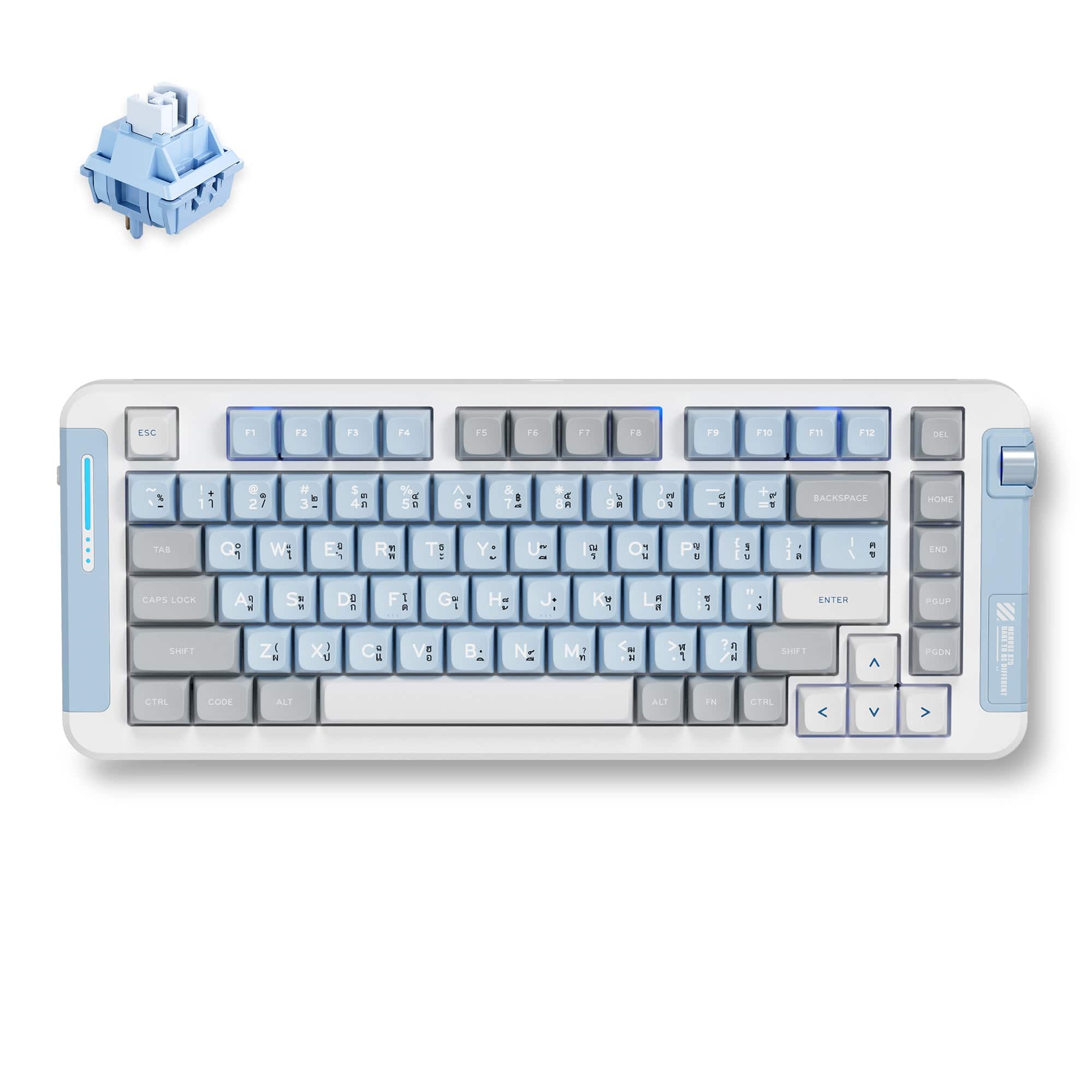 MCHOSE Official Keyboard Blue and Grey / Whale Sea Switch MCHOSE X75 Wireless Gasket Mount Mechanical Special Edition Thai Keyboard