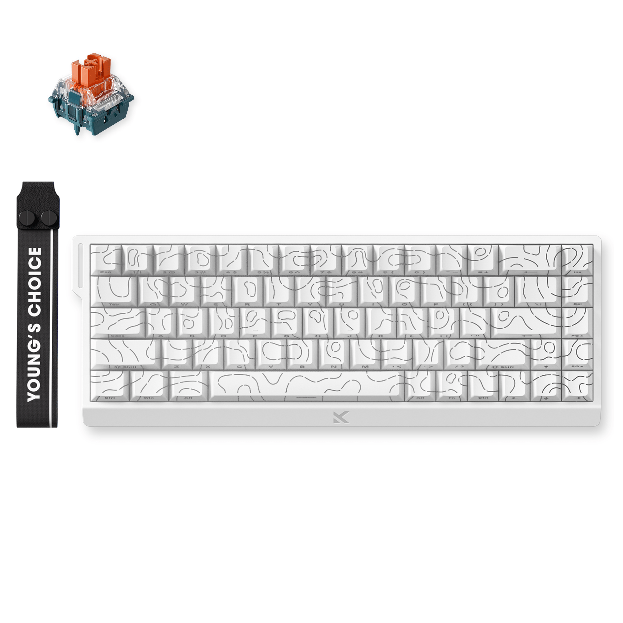 MCHOSE Official Keyboard White Topographic / TTC Uranus Magnetic Switch eSports MCHOSE Ace 68 Hall Effect Magnetic Switch Gaming Keyboard