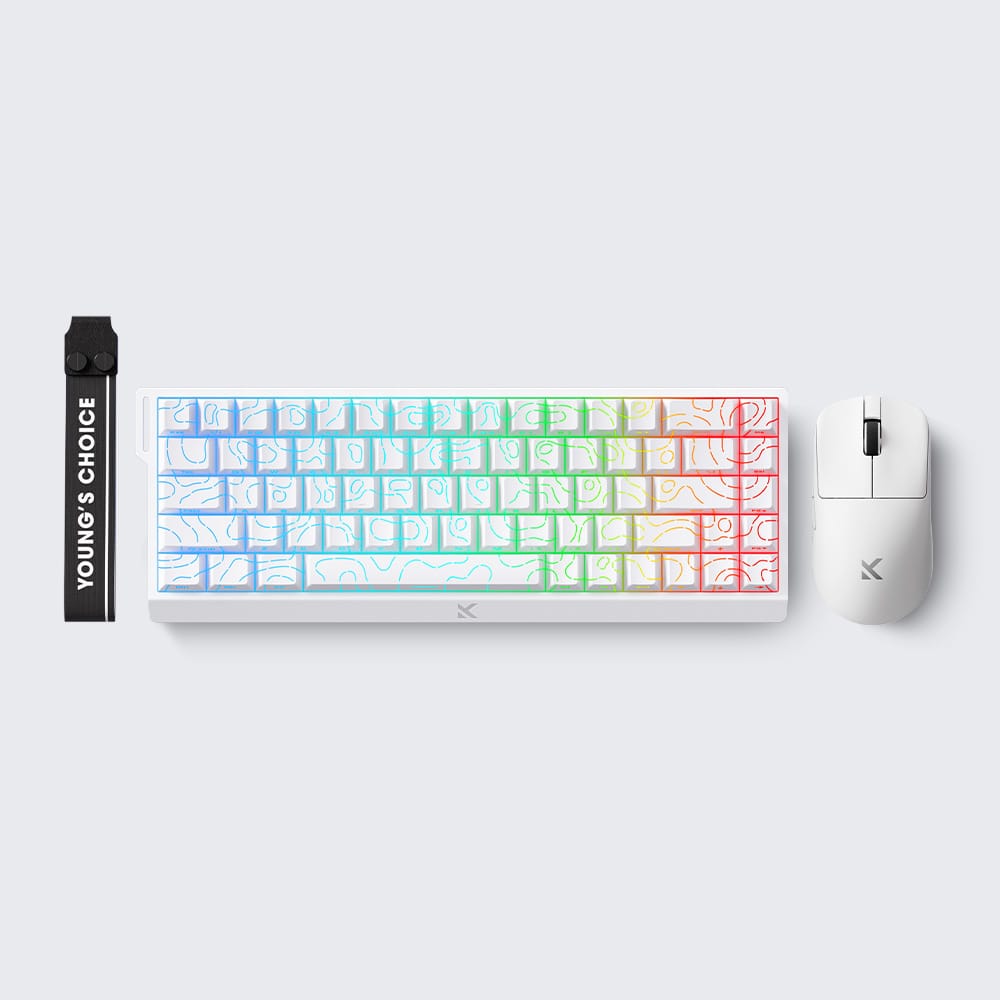 MCHOSE Official MCHOSE Ace 68 White Topographic TTC Dragon Lord Magnetic Switch + L7 Ultra+ White Gaming Combo