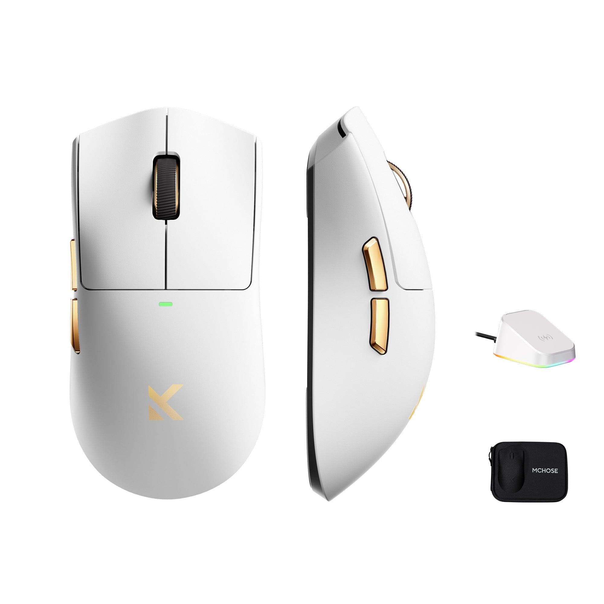 MCHOSE Official Mouse White Gold MCHOSE K7 Ultra Lightweight Wireless Gaming Mouse
